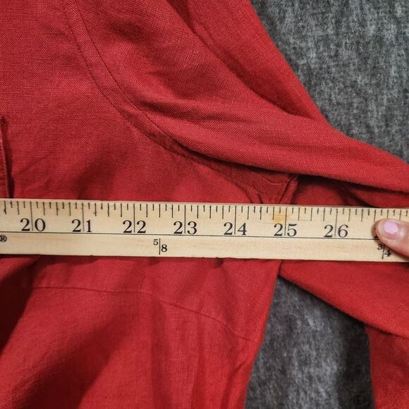 Lauren Ralph Lauren Women's 100% Linen Button Up Shirt Size 1X Red Tab Sleeved - Picture 7 of 9